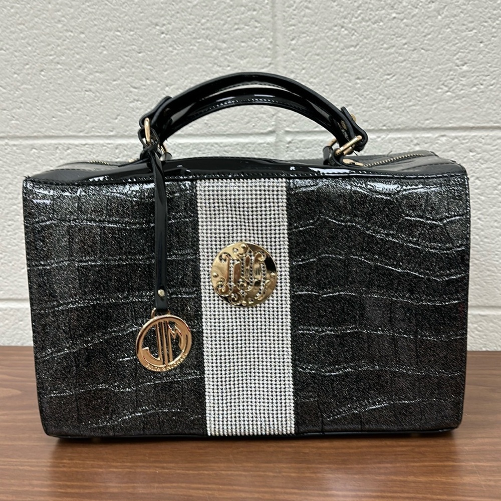 EUC Large Julia & Michael Black Croc  Patent Satchel